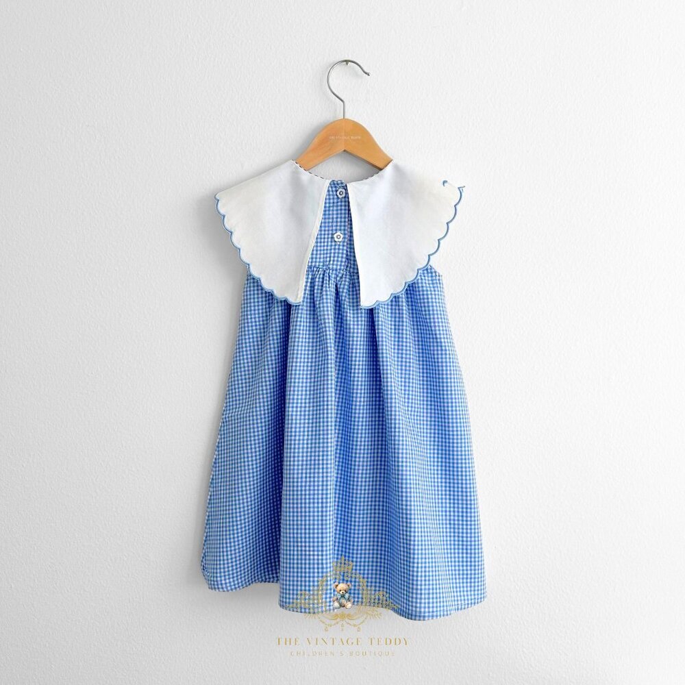 NWT Pretty Girls Embroidered Bib Collar Dress Gingham & Cute Yellow Ducky 6Y - Picture 2 of 3